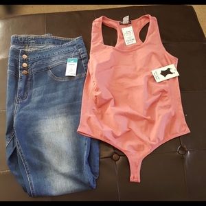 Bodysuit high waisted pants set